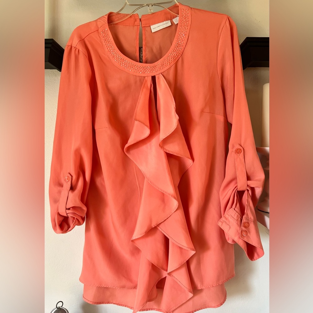 New York & Company Blouse.  Peach in color.  Size is XS